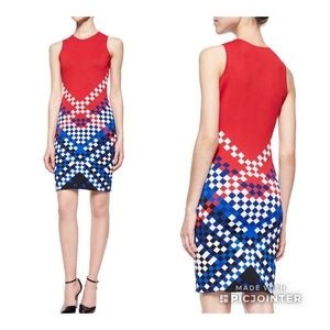 ALEXANDER WANG Colorblock Pattern Sheath Dress Red